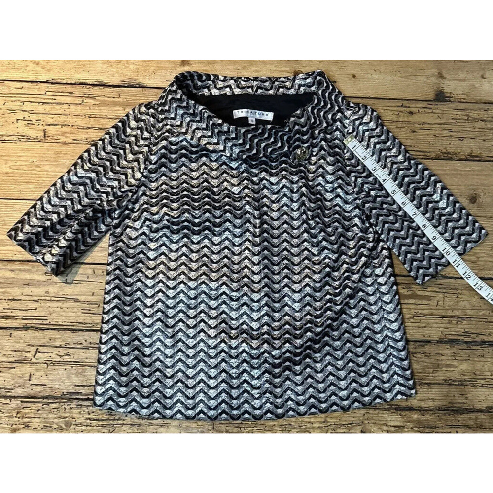 Trina Turk Womens Size S Black/White/Silver Eastern Luxe Saya Top NWOT - Picture 5 of 8
